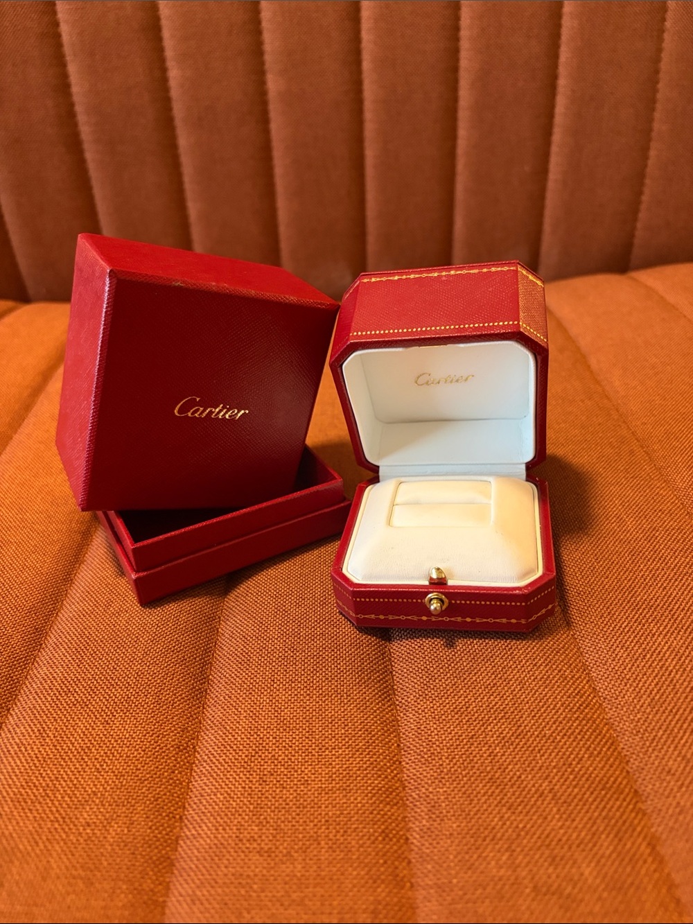 Cartier Red and Cream Ring Presentation Box